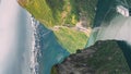 Geirangerfjord, Norway. Touristic Ship Ferry Boat Cruise Ship Liner Floating Near Geiranger In Geirangerfjorden In