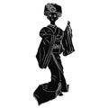 Geisha black silhouette Royalty Free Stock Photo