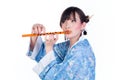 Geisha in blue kimono Royalty Free Stock Photo