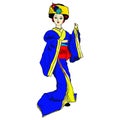 Geisha doll in blue kimono Royalty Free Stock Photo