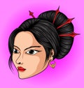 Geisha face japanese woman illustration