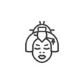 Geisha face line icon