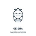 geisha icon vector from fantastic characters collection. Thin line geisha outline icon vector illustration