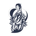 Geisha japanese inking illustration artwork