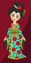 Geisha japanese lady character vector