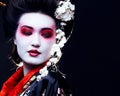geisha in kimono on black Royalty Free Stock Photo