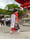 `Geisha` at Kiyomizu-dera Temple Royalty Free Stock Photo