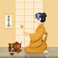 Geisha during the tea ceremony Royalty Free Stock Photo