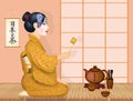 Geisha during the tea ceremony Royalty Free Stock Photo