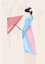 Geisha with umbrella