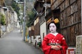 Geisha walking in Kyoto old town Geisha district Royalty Free Stock Photo