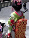 Geisha wearing an amazing traditional kimono