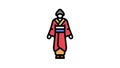 geisha woman color icon animation