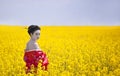 Geisha in the yellow field