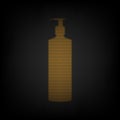 Gel, Foam, Liquid Soap. Dispenser Pump Plastic Bottle. Icon as grid of small orange light bulb in darkness. Illustration