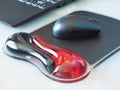 Gel mouse pad. Specially designed mouse pad with wrist support Royalty Free Stock Photo