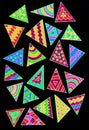 Gel pen drawing with colorful triangles