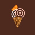 Gelateria Logo. Italian Ice Cream Emblem. Typography composition as waffle cone and Color Scoops. Royalty Free Stock Photo