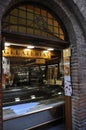 Gelateria Shop view from the Medieval San Gimignano hilltop town. Tuscany region. Italy