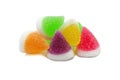 Gelatin bright jellies candy colorful Cone design, gelatin jelly sweets, gummy sugary tasty. Soft gums viewed from above. Royalty Free Stock Photo