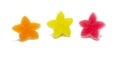 Gelatin bright jellies candy colorful Star design, Sweets gummy sugary tasty. Soft gums viewed from above. Royalty Free Stock Photo