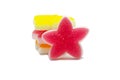 Gelatin bright jellies candy colorful Star design, Sweets gummy sugary tasty. Soft gums viewed from above. Royalty Free Stock Photo