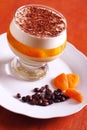 Gelatin dessert with chocolate, cream and jelly Royalty Free Stock Photo