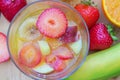 Gelatine dessert with fresh fruits, from above Royalty Free Stock Photo