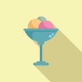 Gelato glass cup icon flat vector. Ice cream dessert