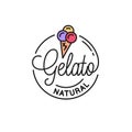 Gelato ice cream logo. Round linear logo of gelato