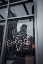 Gelato ice cream neon sign in downtown street Royalty Free Stock Photo