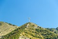 Gelendzhik, Krasnodar region, Russia, September 10. Orthodox worship cross on the hill of Caucasian mountains with
