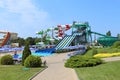 Colorful water slides in the water Park of the Russian resort of Gelendzhik Royalty Free Stock Photo