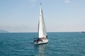 Gelendzhik, Russia a boat with a sail on the sea