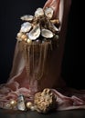 Silver decoration jewellery fashion pearl shiny gem precious gold luxury background jewelry Royalty Free Stock Photo