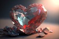 Gem heart shaped. Heart shape made by gemstone. Multicolored gem in shape of heart. Love concept. Generative AI. Royalty Free Stock Photo