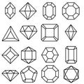 Gem icon vector set. Geometric gems diamonds illustration sign collection. sapphire precious jewels symbol.