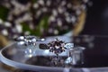 Gem and Jewelry It is a two white gold ring. Set with diamonds  The beautiful It is a luxurious and expensive Royalty Free Stock Photo