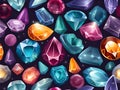 Gem stones creative tile background graphic design. Digital raster bitmap illustration