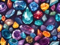 Gem stones creative tile background graphic design. Digital raster bitmap illustration