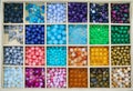 Gem stones. Top view of  colorful precious gem stones collection for lady accessories such as necklaces and bracelets Royalty Free Stock Photo