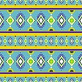 Gemetric ethnic oriental ikat pattern with blue lemon background