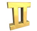 Gemini astrology symbol in gold (3d)
