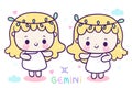 Gemini cartoon, sagittarius tattoo horoscope love illustration doodleKawaii character, zodiac character sign vector, astrologica