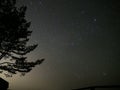 Gemini constellation and star cluster Pleiades after sunset