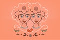 Gemini Constellations, zodiac sign, Two Girls Illustration, logo, tattoo