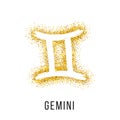 Gemini gold glitter vector zodiac sign