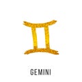 Gemini gold glitter vector zodiac sign