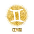 Gemini gold sparkle vector zodiac sign