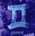 Gemini icon of zodiac, vector illustration icon. astrological signs, image of horoscope. Water-colour style
